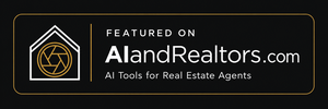 AIandRealtors.com Featured-On trust badge - dark variant for light backgrounds