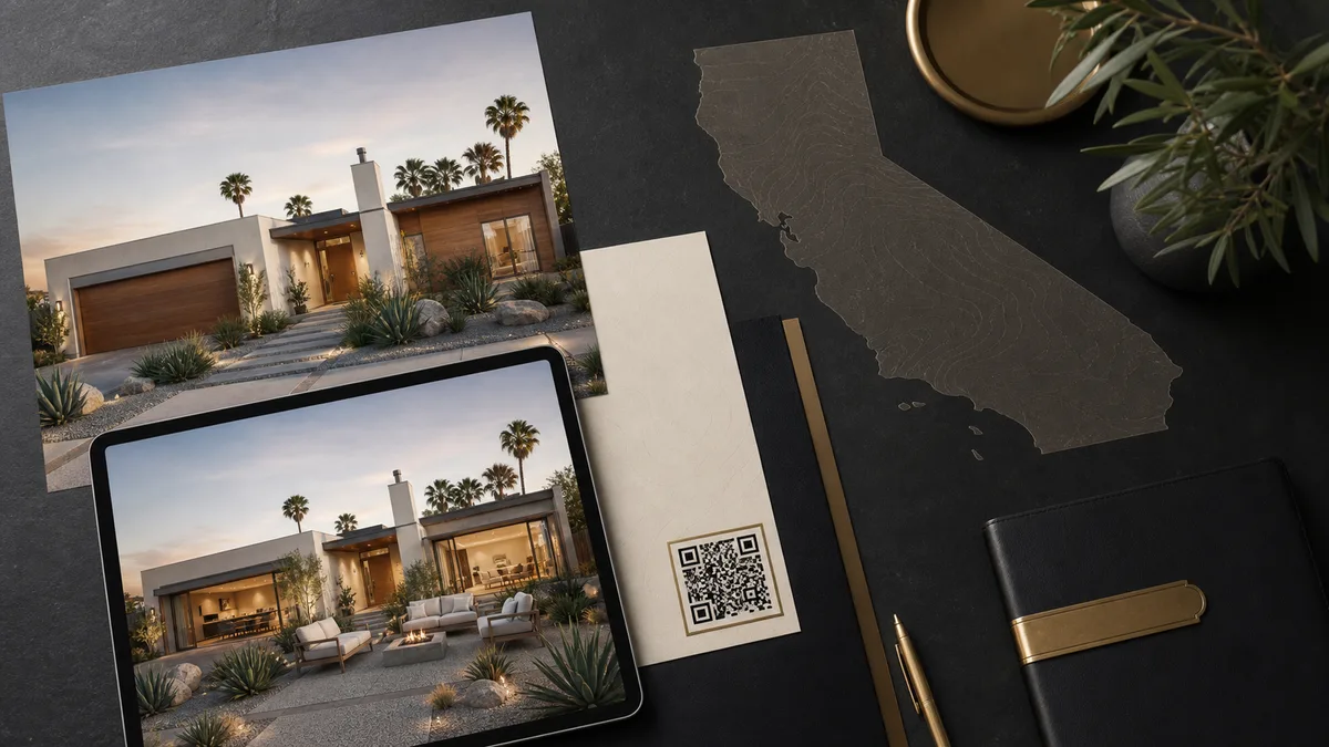 California property marketing workspace showing original and virtually staged listing image review